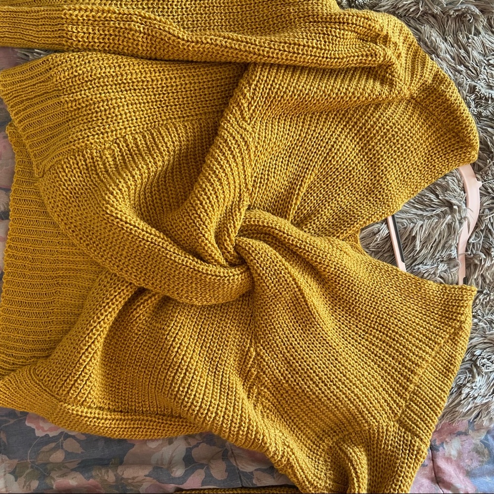 Yellow wrap sweater